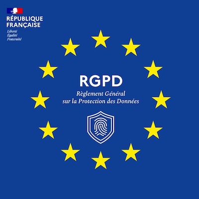 Visuel couleur du Règlement Général sur la Protection des Données (RGPD) représenté par le drapeau aux couleurs de l'Union Européenne, agrémenté du logo de la République Française et de sa devise. Visuel couleur du Règlement Général sur la Protection des Données (RGPD) représenté par le drapeau aux couleurs de l'Union Européenne, agrémenté du logo de la République Française et de sa devise. Visuel utilisé pour le site professionnel d'Emmanuel Grégoire, homme politique français et membre du Parti socialiste - https://emmanuel-gregoire.fr/